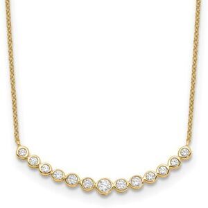 14K Yellow Gold Necklace with 1/2 Carat Lab Grown Diamond in Curved Bar Design